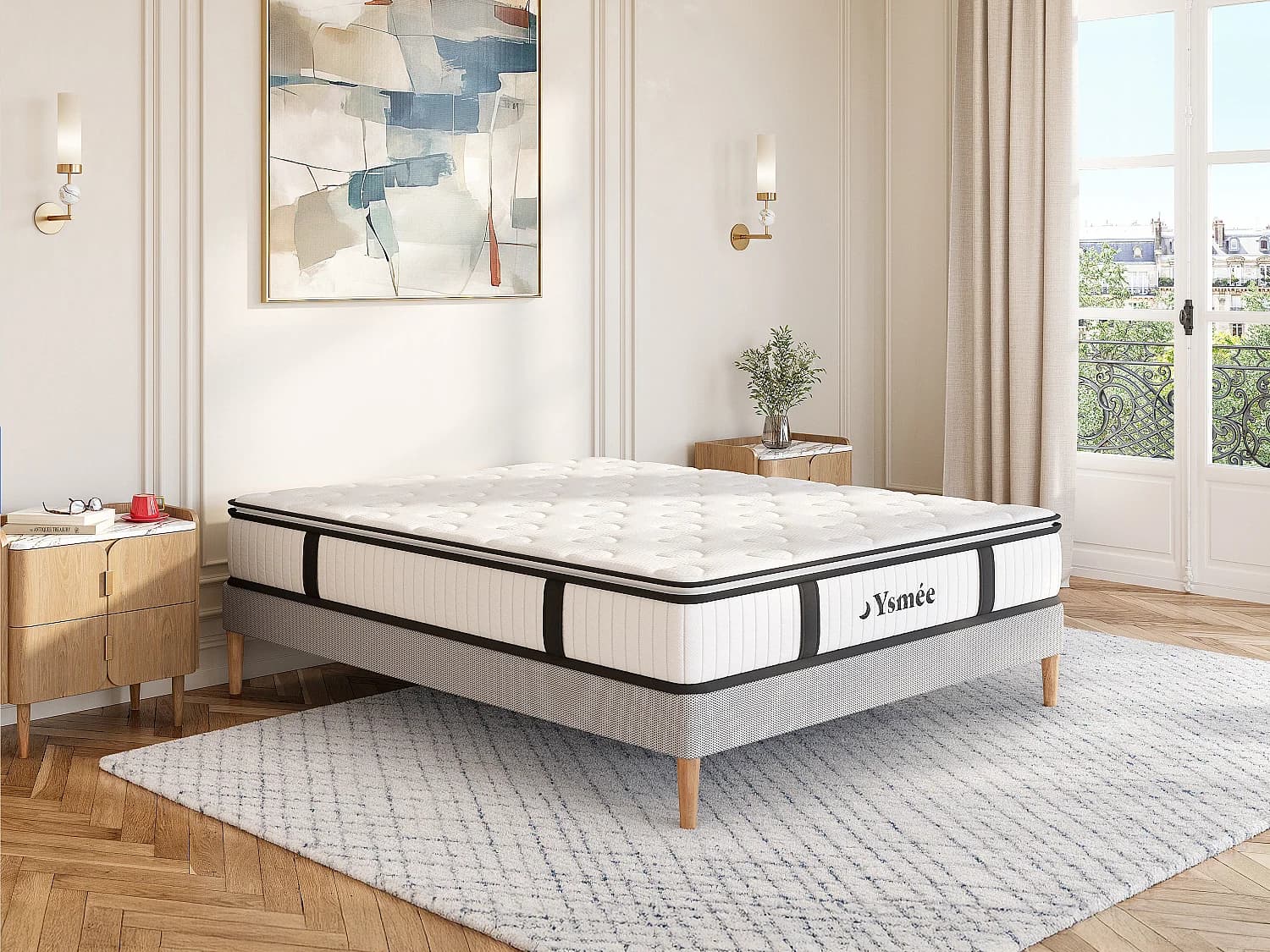 Matelas 160 x 200 cm ressorts ensachés surmatelas intégré ép.28cm - AMERICAN DREAM de YSMÉE