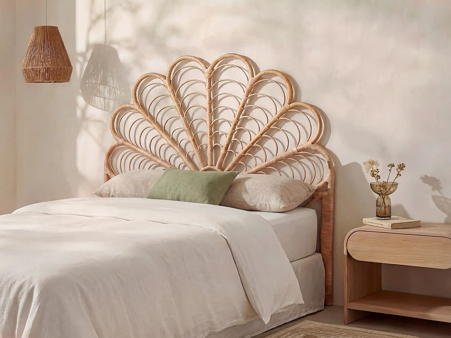 Tête de lit 160 cm - Rotin - Naturel - FLOSIA