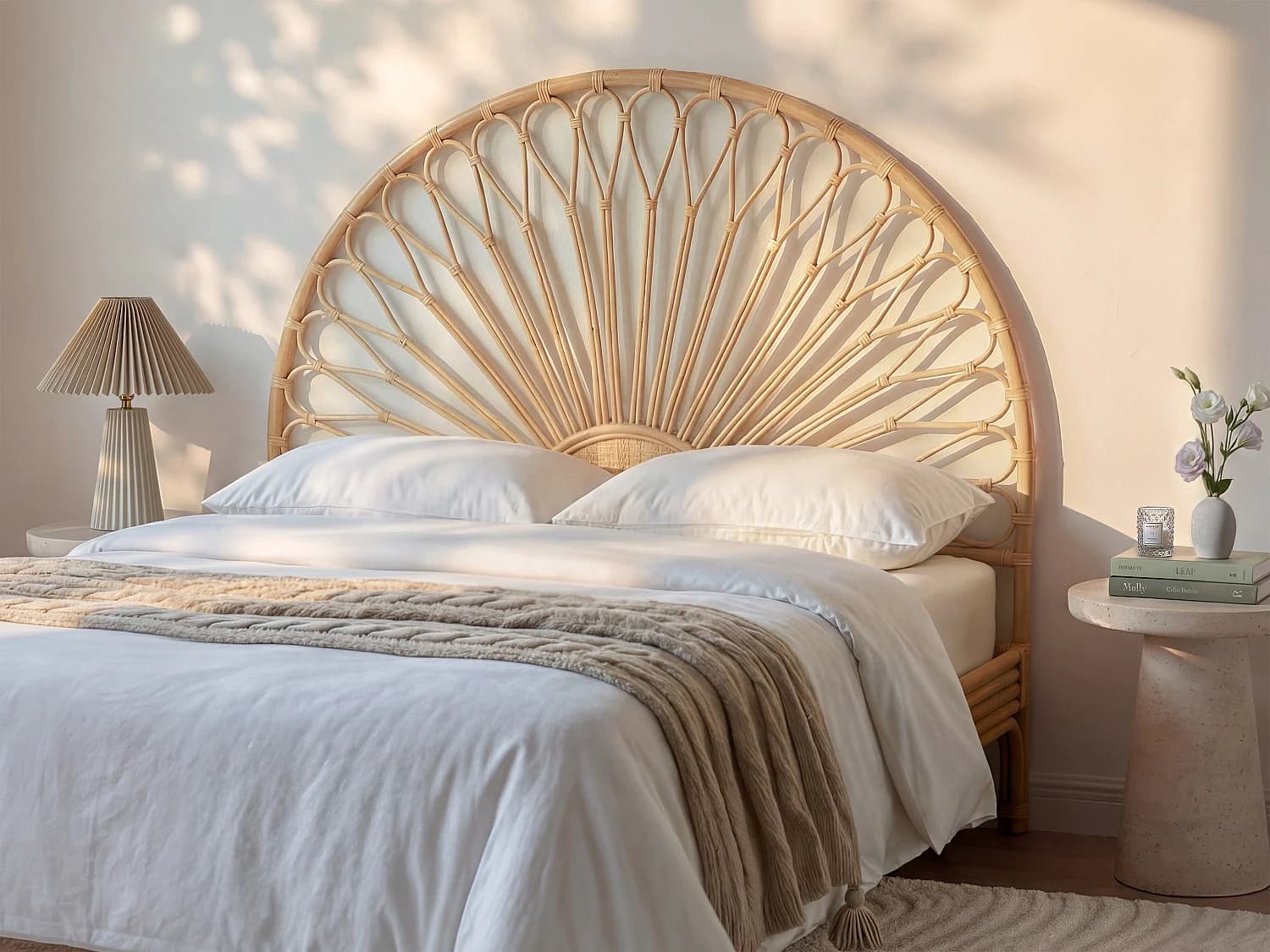 Tête de lit 140 cm - Rotin - Naturel - SOLIA