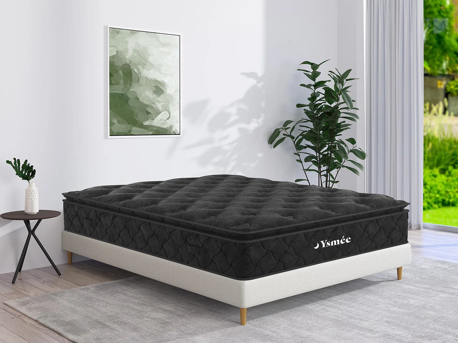 Matelas 160 x 200 cm ressorts ensachés surmatelas intégré ép.28cm - BLACK DREAM de YSMÉE