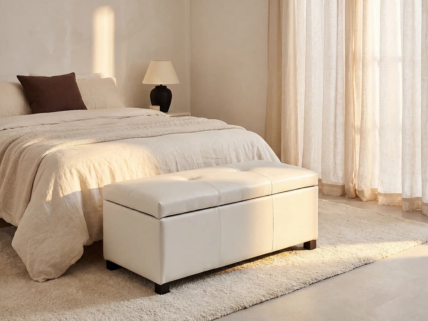 Banc coffre simili FILIPPO - Blanc