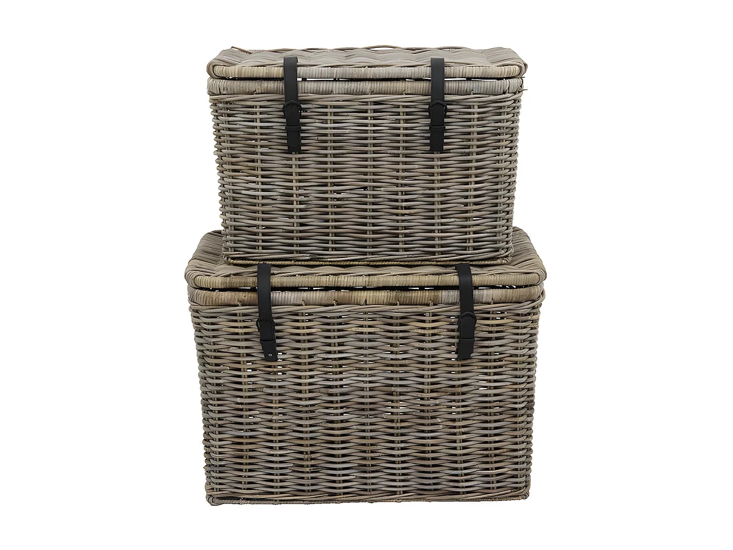 Lot de 2 malles en kubu NEFTA - L80 x P45 x H55 cm et L70 x P35 x H45 cm - Gris naturel
