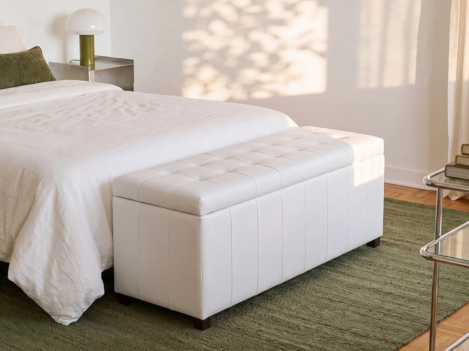 Banc coffre de rangement CONCIERTO en simili - Blanc